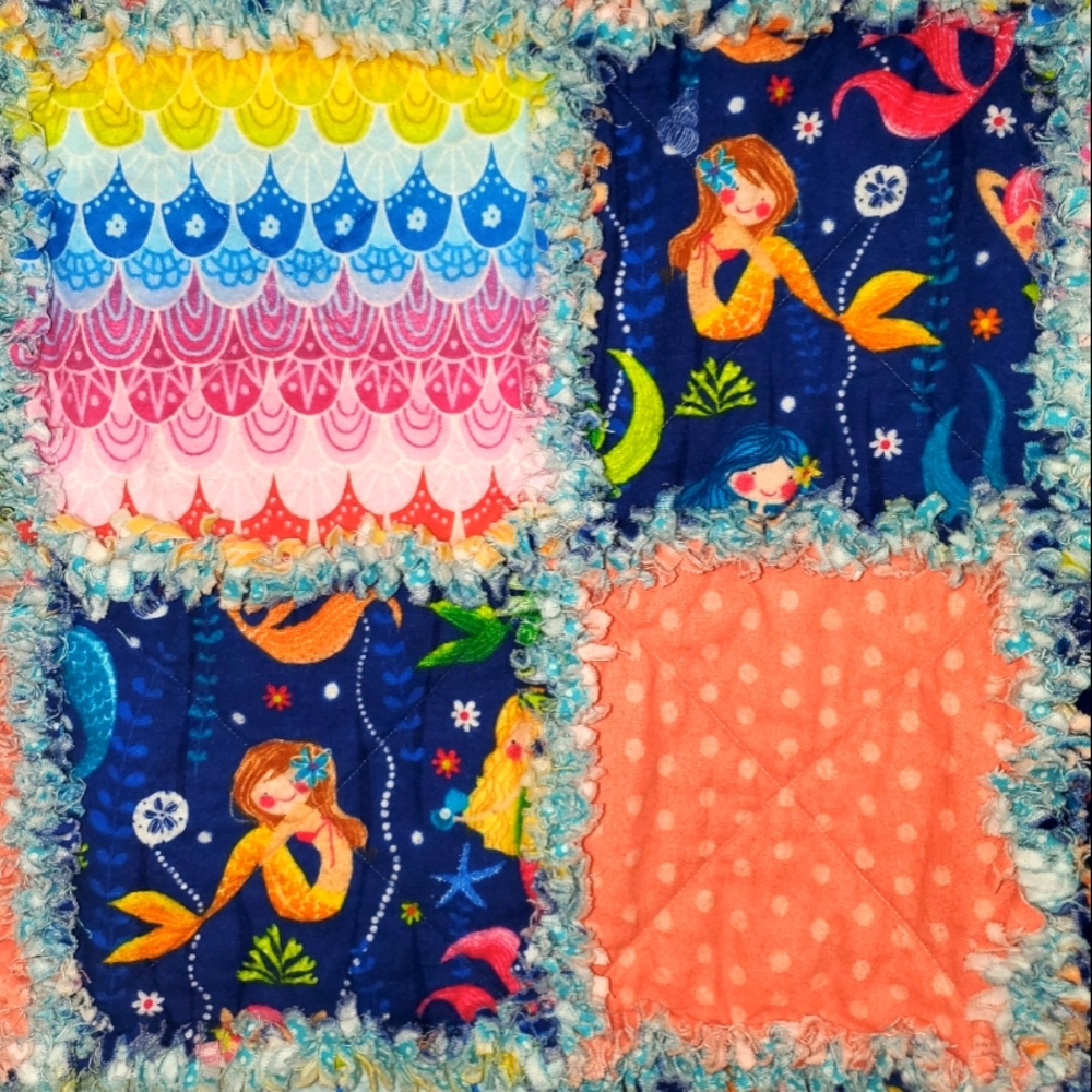 Handmade Baby/Toddler Flannel Mermaid Rag Quilt